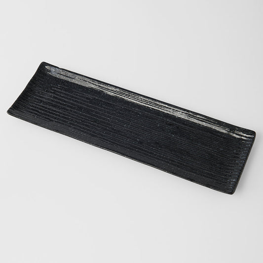 Sashimi Plate 33cm Black Contour Glaze