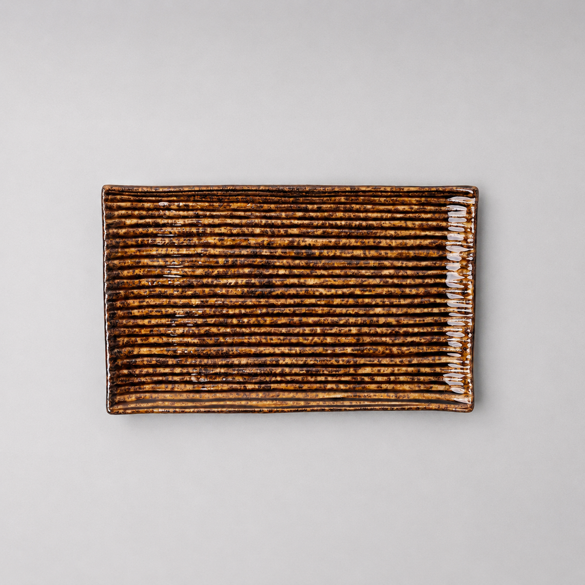 Sushi Plate 24cm Line Design Amber Glaze