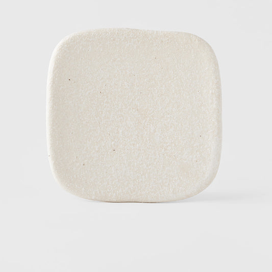 Plate Square 19cm Shell White Slab Glaze