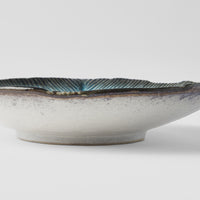 Open Shallow Bowl Leaf Shape 25.5 cm / Sky Blue Glaze