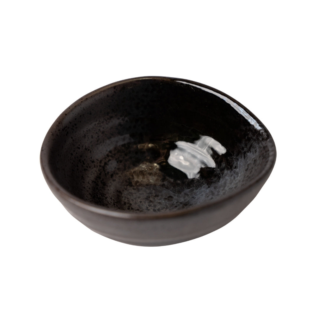 Egg Shaped Bowl Small 90 ml / Metallic Black Glaze / 11 cm