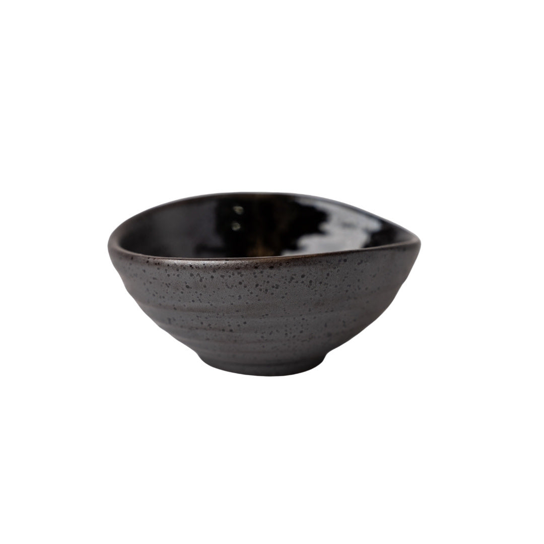 Egg Shaped Bowl Small 90 ml / Metallic Black Glaze / 11 cm