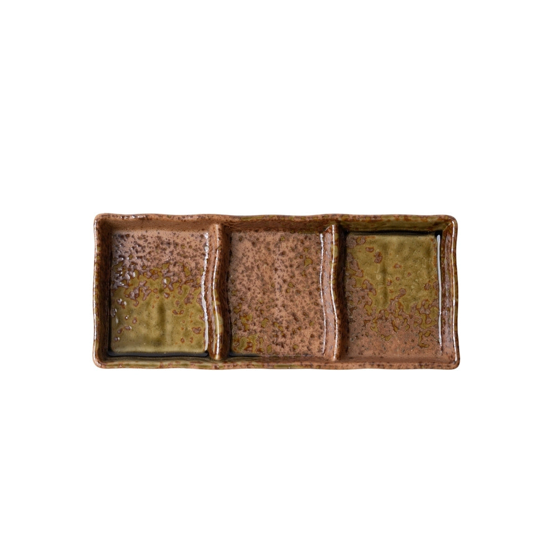 Triple Dish Rectangular / Wabi Sabi Glaze