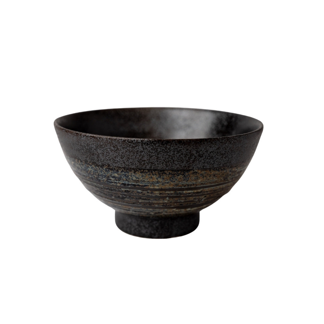 Large U Shaped Bowl 800 ml / Charcoal Glaze with Brush Stroke / 18 cm