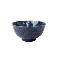 Fluted Udon Bowl 700 ml / Mottled Blue Blossom Glaze / 17 cm