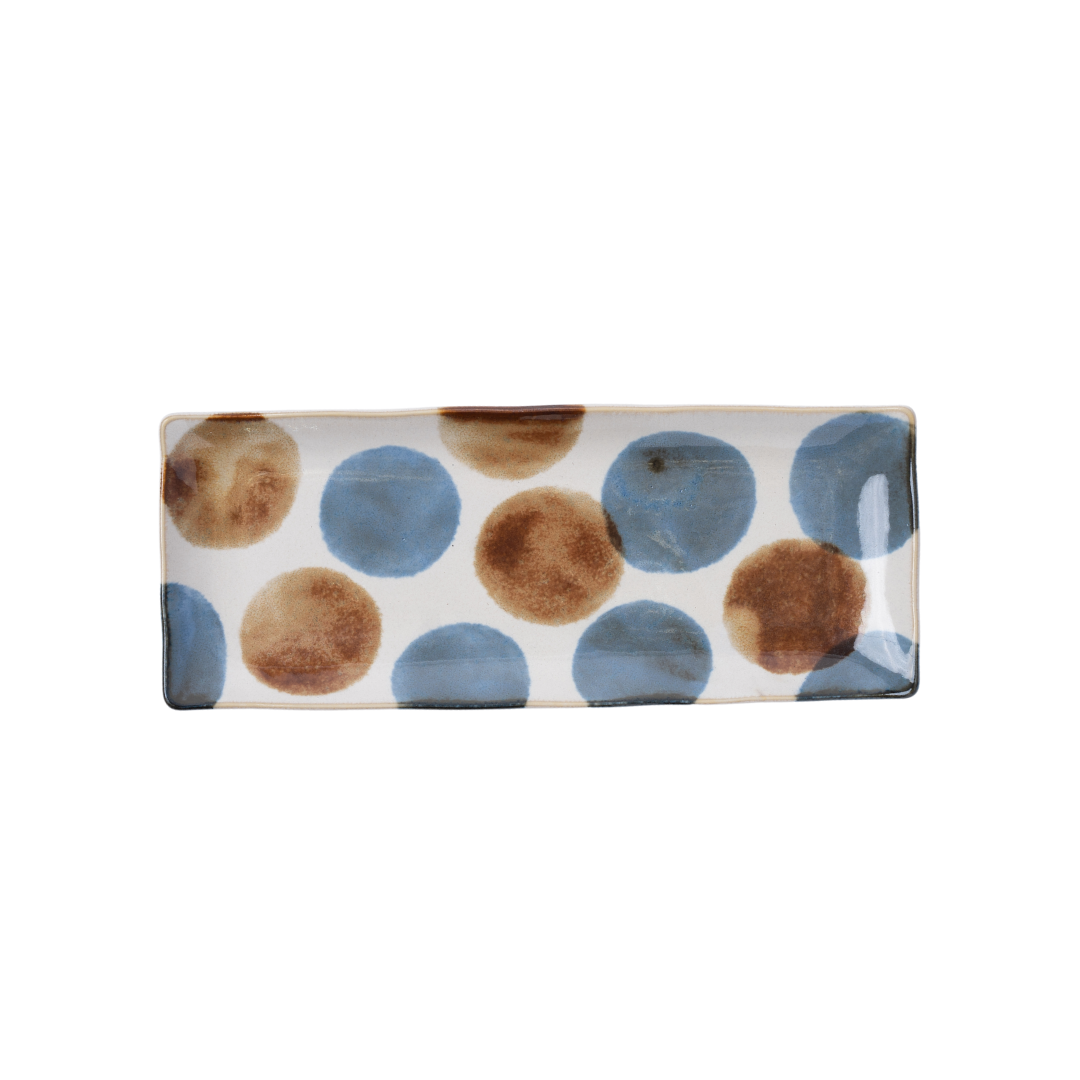 Sashimi Plate 27 cm / Brush Blue Spot Design