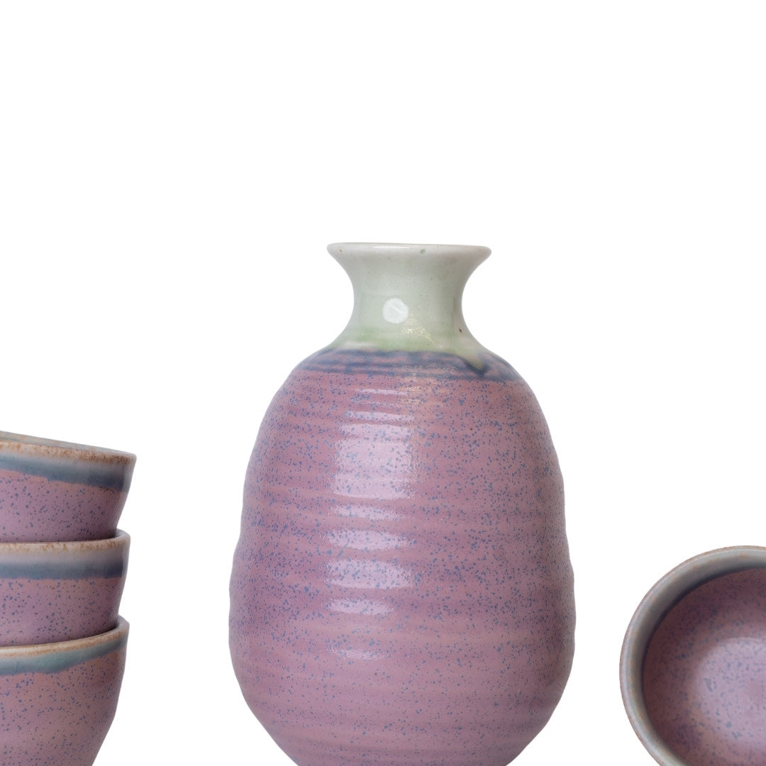 Gift Sake Set for Four 280 ml / Lilac Glaze