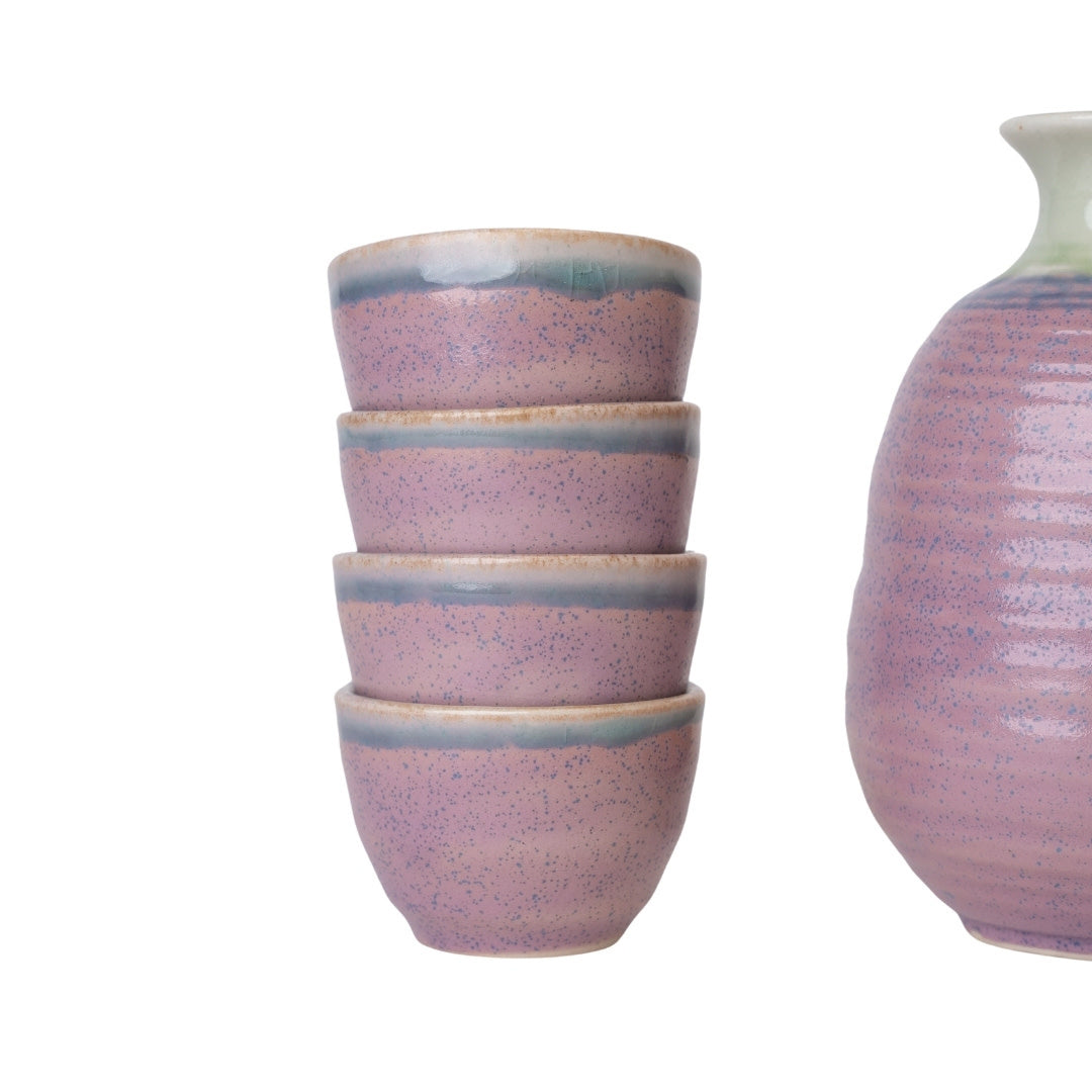 Gift Sake Set for Four 280 ml / Lilac Glaze