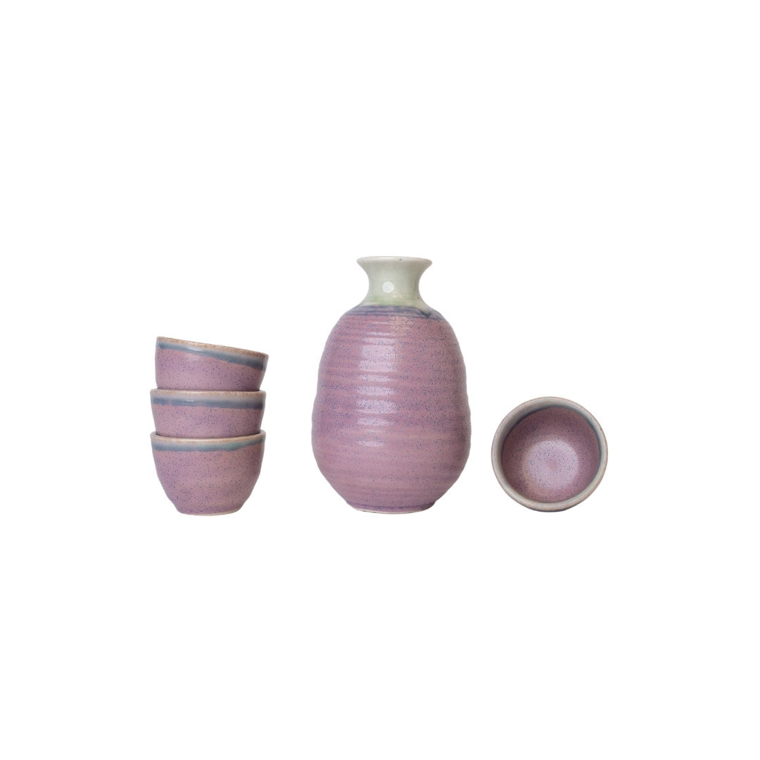 Gift Sake Set for Four 280 ml / Lilac Glaze