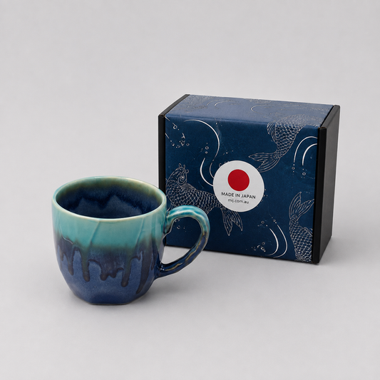 Mug in a Gift Box 260ml Cobalt Teal Drip Glaze