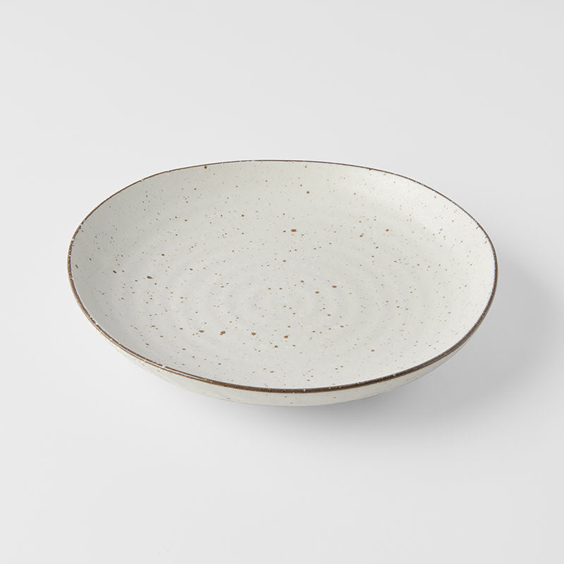23cm ceramic dinner plate organic shape fleck glaze 45 degree angle plate