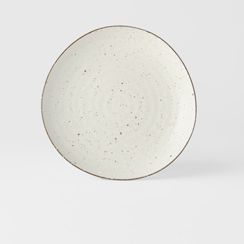 23cm ceramic dinner plate organic shape fleck glaze front view plate
