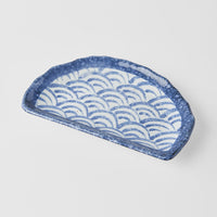 Tempura Plate 21 cm / Indigo Blue Wave Design