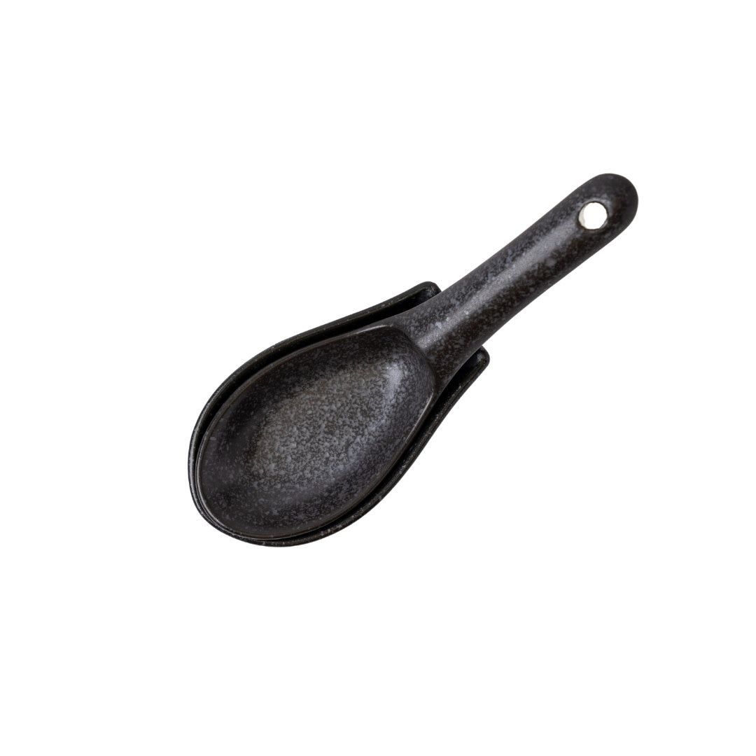 Spoon Rest Small / Matt Black Glaze