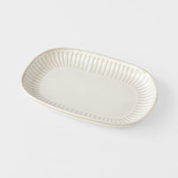 Plate Oval 19cm Ridged Alabaster Glaze