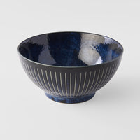 Udon Noodle Bowl 900ml Ridged Indigo Blue Glaze