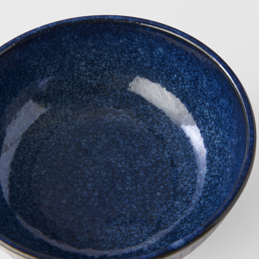 Medium Shallow Bowl 16 cm / Ridged Indigo Blue Glaze