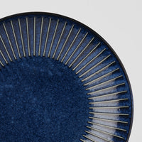 Large Dinner Plate 28 cm / Ridged Indigo Blue Glaze