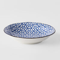 Pasta Bowl 20.5cm Indigo Ikat Flower Design
