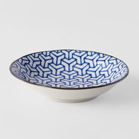 Pasta Bowl 20.5cm Indigo Ikat Herringbone Design