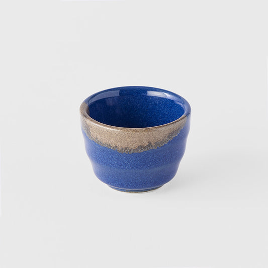 Sake Cup 30ml Blue with Gold Lip Glaze
