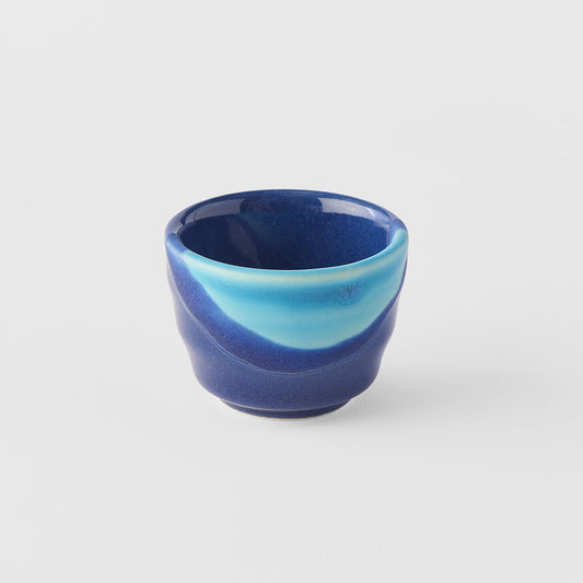 Sake Cup 30ml Navy with Aqua Drip Glaze