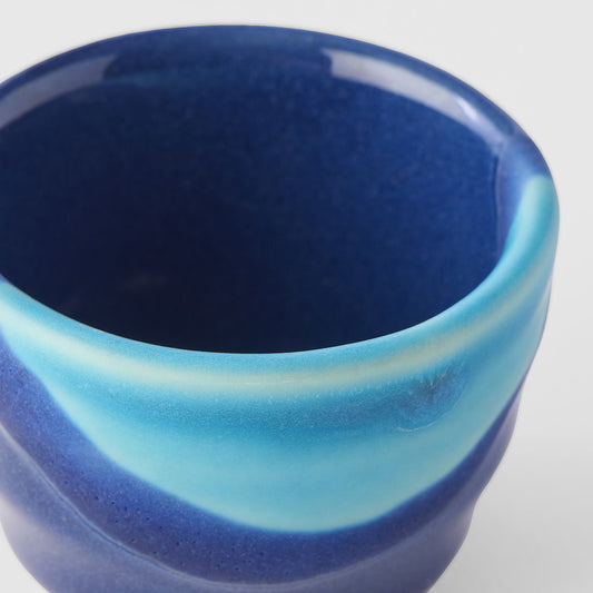 Sake Cup 5.3 cm, 30 ml / Navy With Aqua Drip Glaze