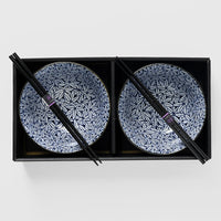Bowl Set 2pcs with Chopsticks Maple Leaf Design