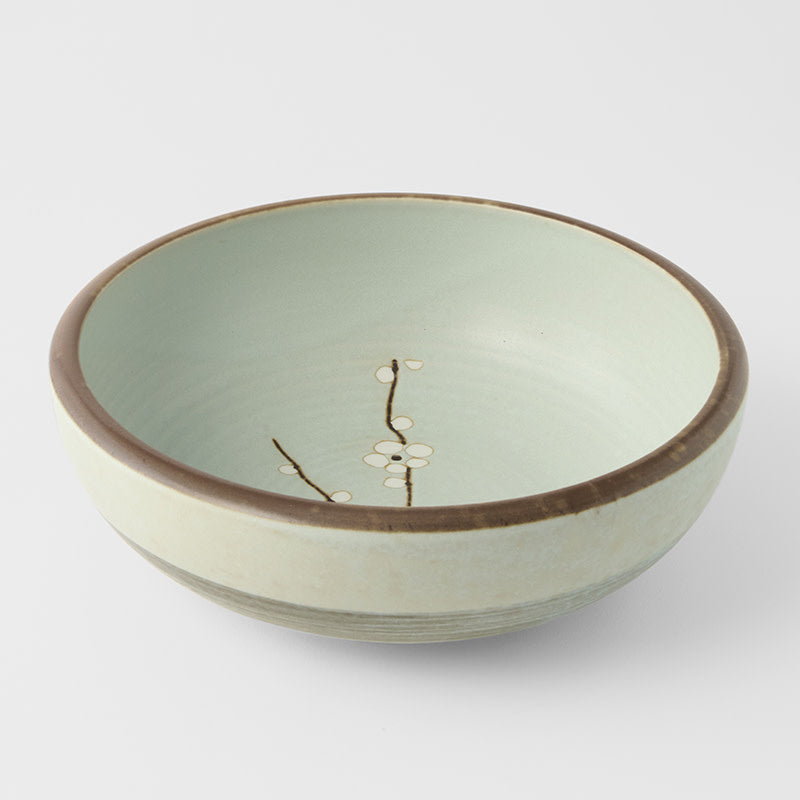 Thick Edge Bowl 23.7 cm, 1800 ml / Light Blue Blossom Glaze