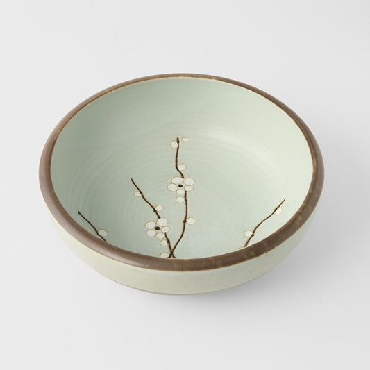 Thick Edge Bowl 23.7 cm, 1800 ml / Light Blue Blossom Glaze