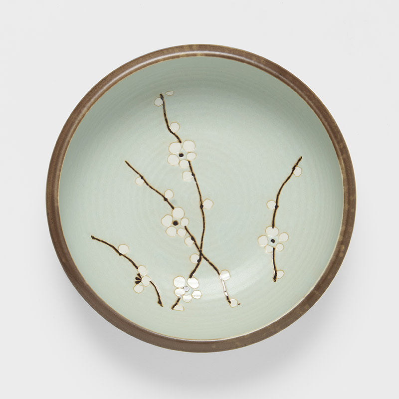 Thick Edge Bowl 23.7 cm, 1800 ml / Light Blue Blossom Glaze