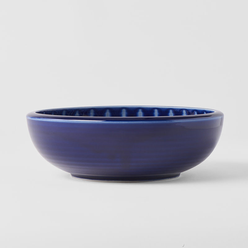 Thick Edge Bowl 24 cm, 1800 ml / Indigo Drip Glaze