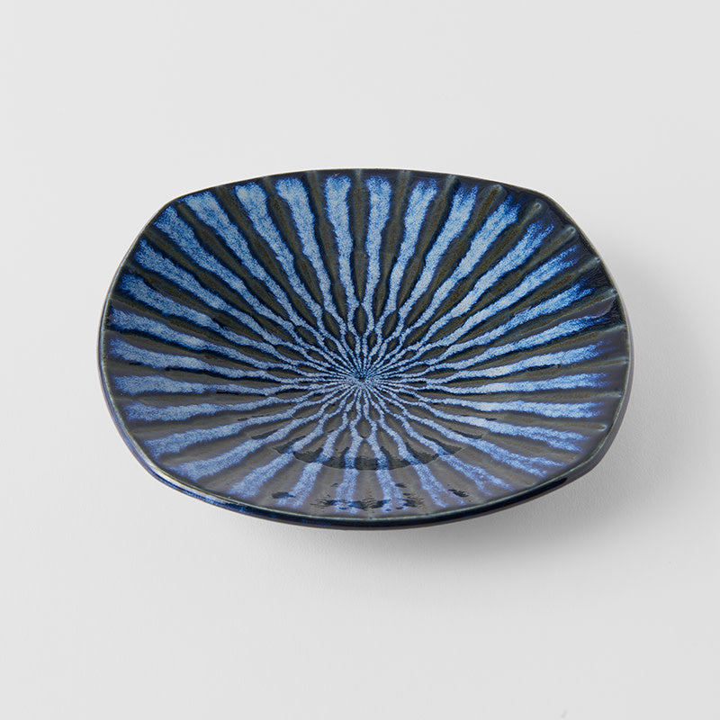Plate Square 18 cm Indigo Drip Glaze