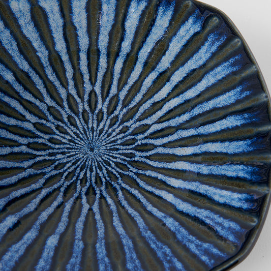 Square Plate 18 cm / Indigo Drip Glaze