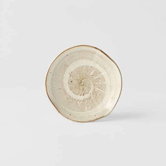 13cm ceramic saucer washed sandstone glaze front view