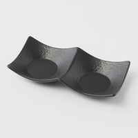 Two Section Sauce Dish 44 ml / Matt Black Glaze