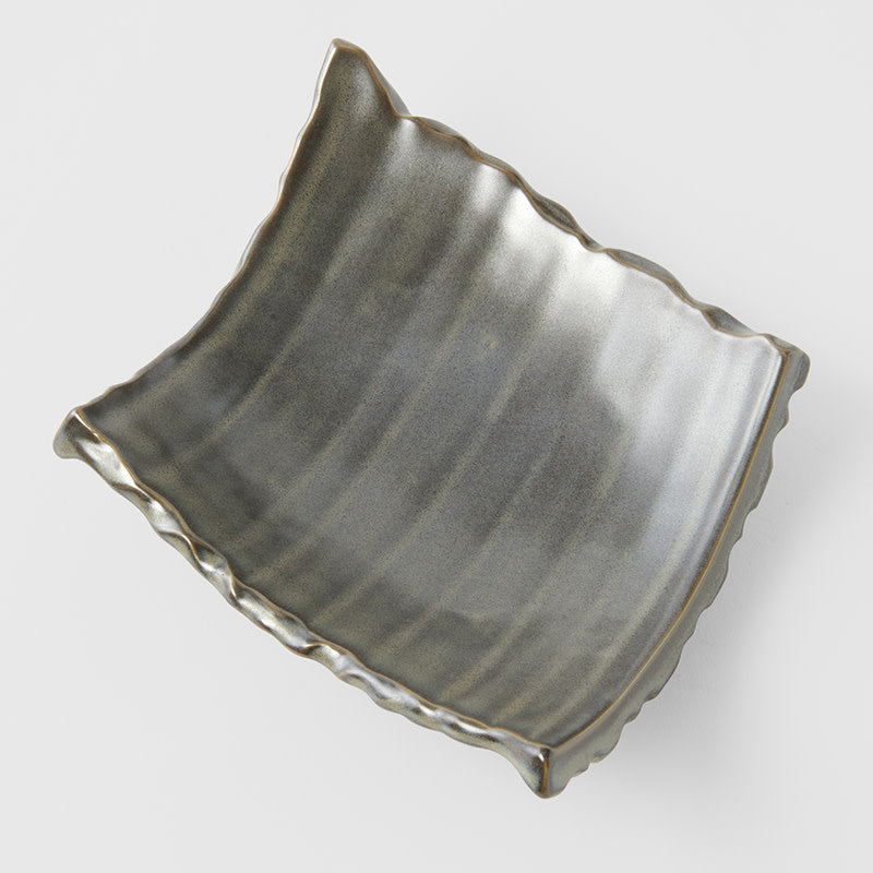 Swept Side Sushi Plate / Mist Glaze / 26 x 20.5 cm