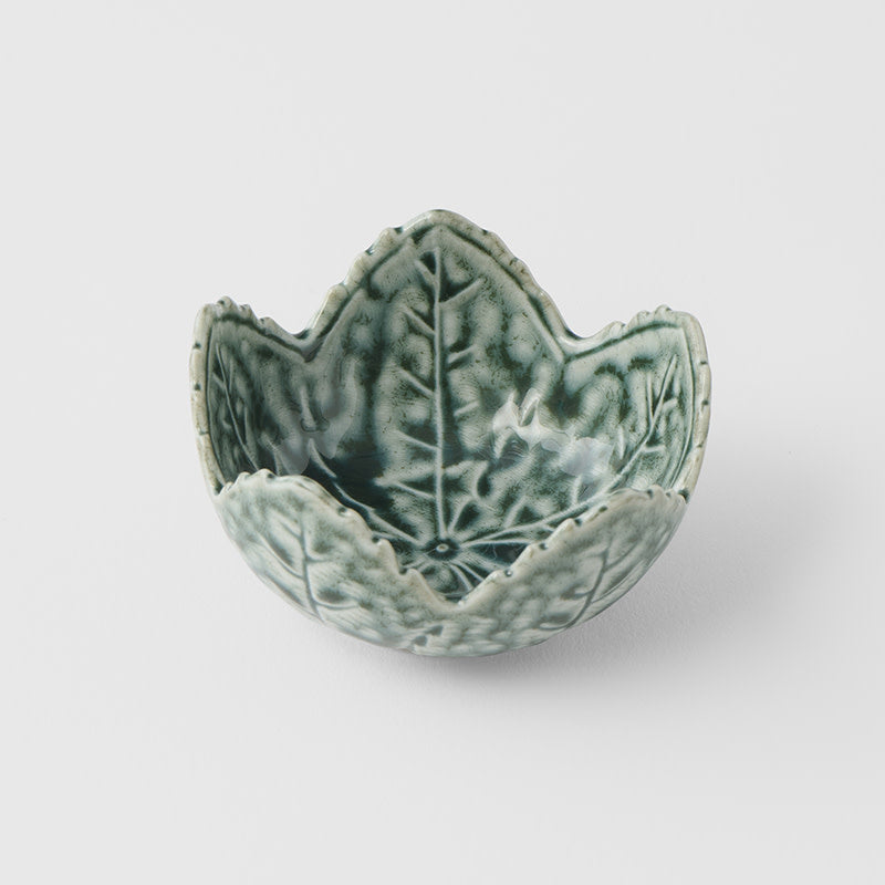 Leaf Shape Sauce Dish 7.5 cm, 40 ml / Green Glaze