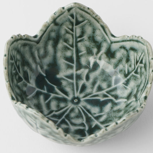 Leaf Shape Sauce Dish 7.5 cm, 40 ml / Green Glaze