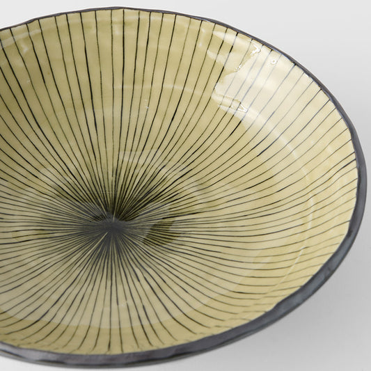 Open Shallow Bowl 24 cm, 700 ml / Green Converging Line Glaze