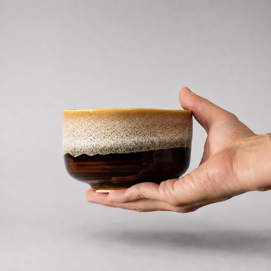 Matcha Tea Bowl 11cm Brown with Milky White