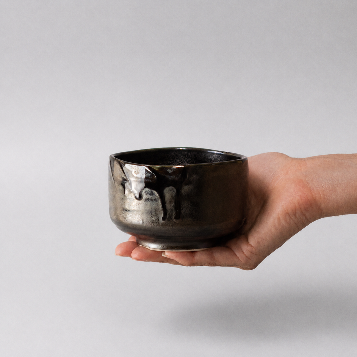 Matcha Tea Bowl 11.5cm Metallic Black