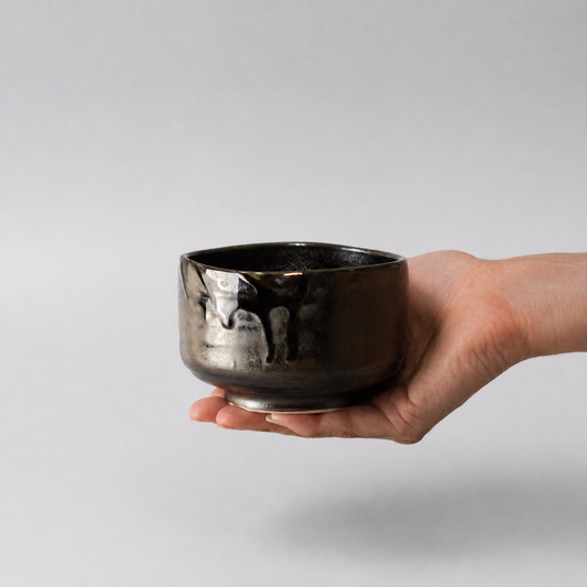 Matcha Tea Bowl 11.5cm Metallic Black