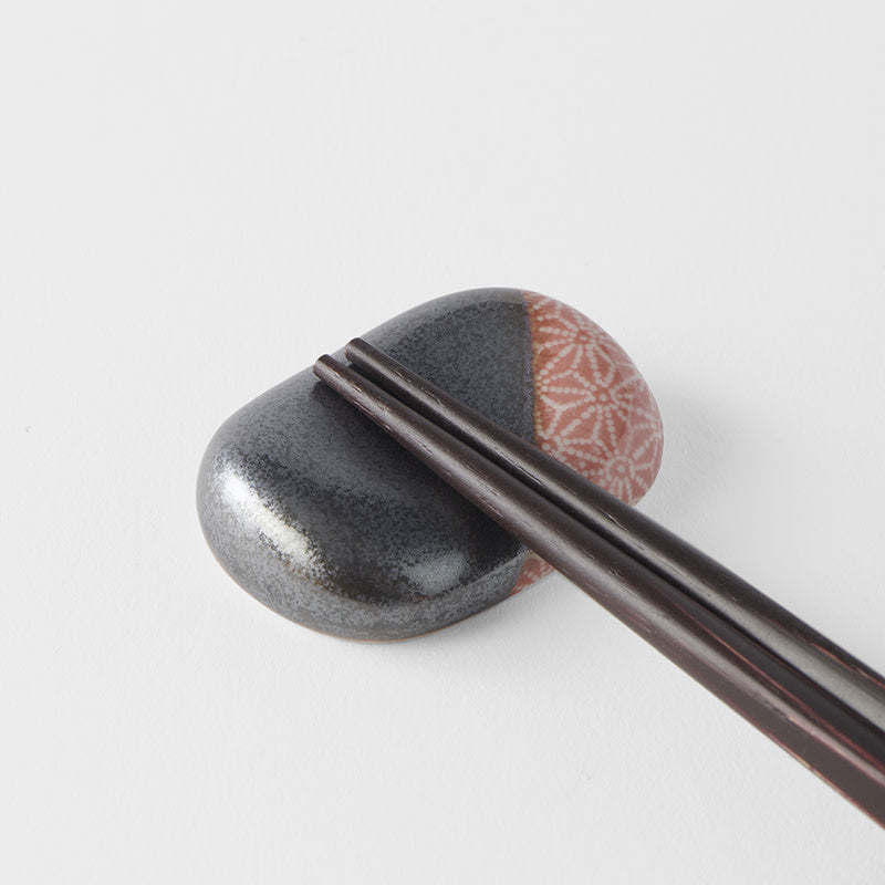 Chopsticks Rest Pebble Black with Orange Section