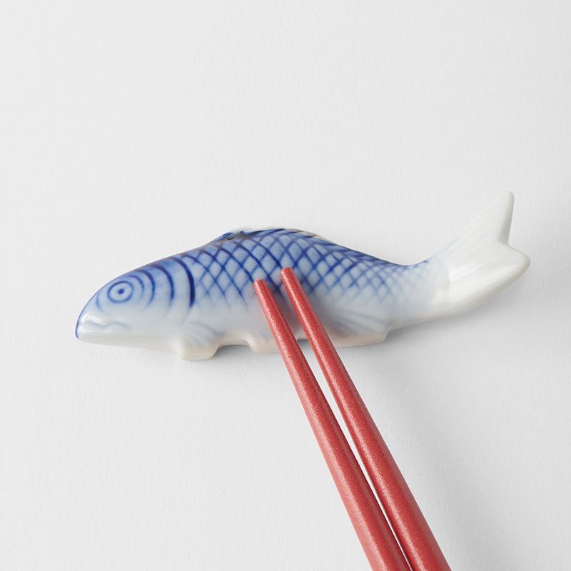 Fish Chopstick Rest / Blue And White Glaze