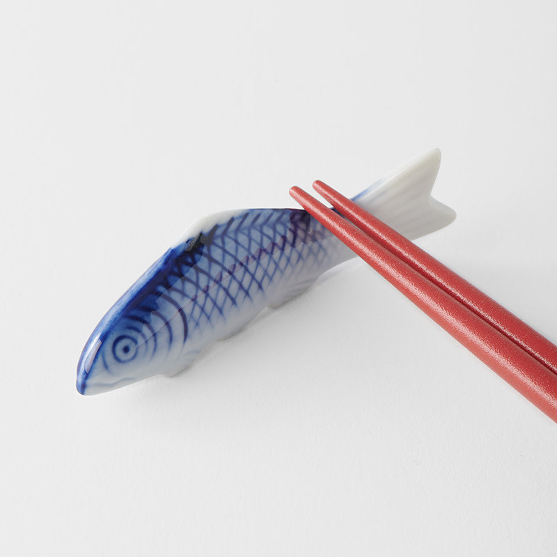 Fish Chopstick Rest / Blue And White Glaze