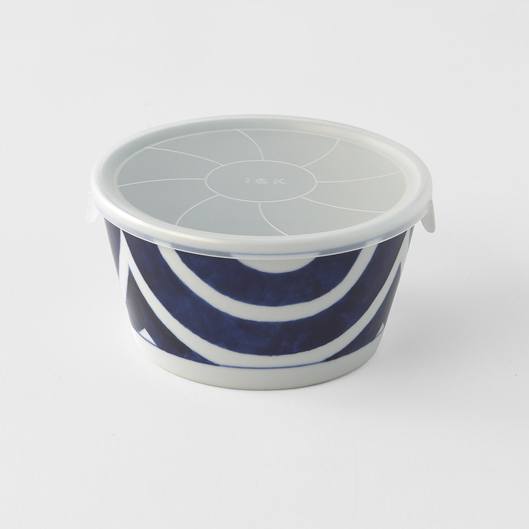 Lidded Bowl 13.5 cm, 400 ml / Loop Design Blue & White