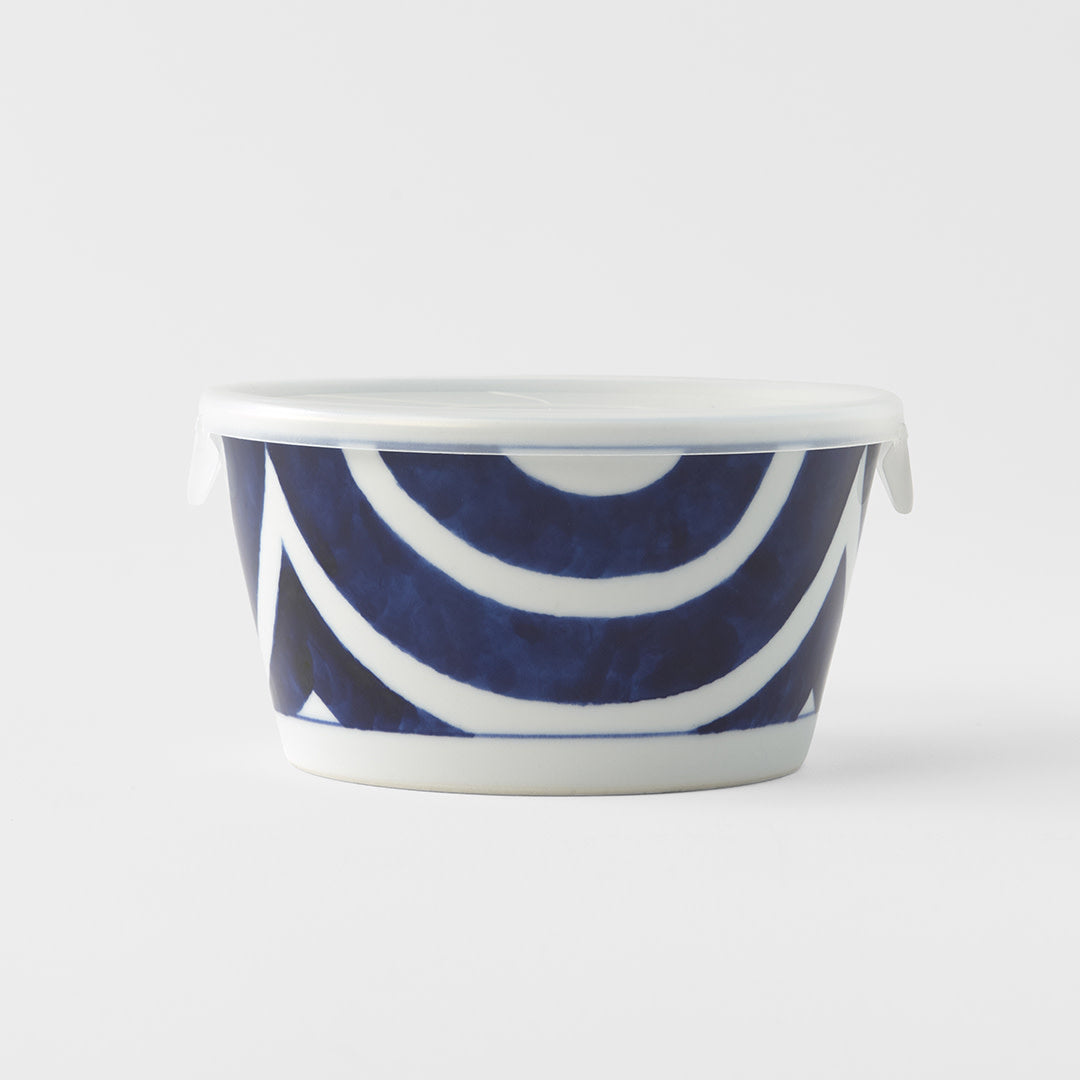 Lidded Bowl 13.5 cm, 400 ml / Loop Design Blue & White