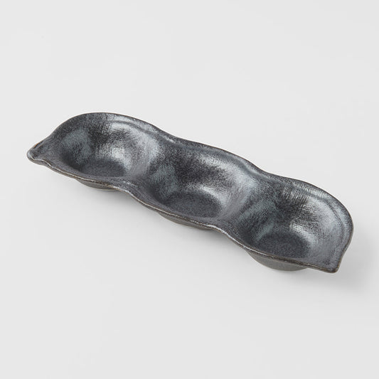 Sauce Dish Triple Pod 200ml Black Glaze