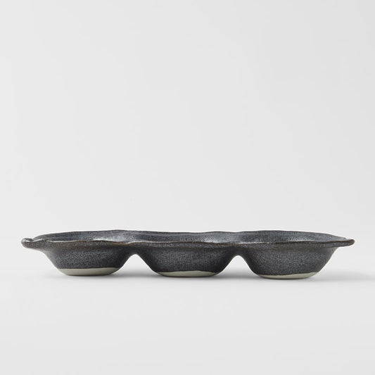 Triple Pod Sauce Dish 200 ml / Black Glaze